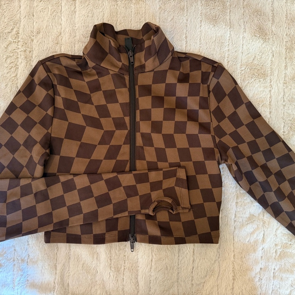 Brown Checkered Althetic Top